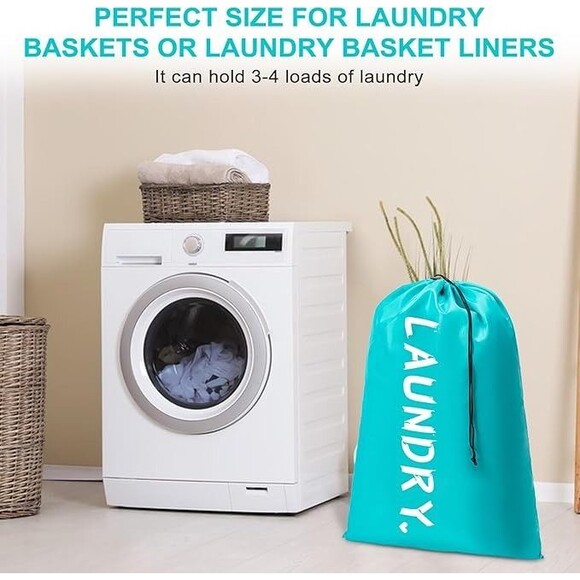 2 Pack XL Travel Laundry Bag, Machine Washable - Picture 4 of 5